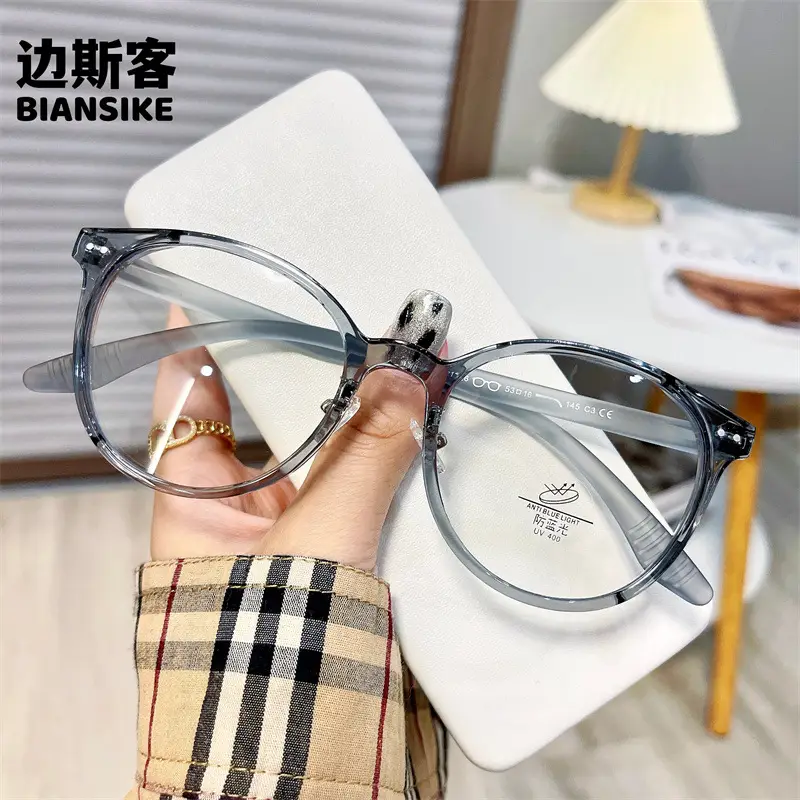 Men Women K-Style Mirror Round Glasses Olive Green - Image 3