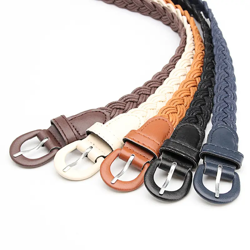 Black Vintage Twist Woven Belt for Women