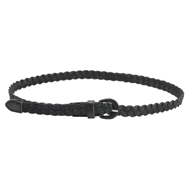 Black Vintage Twist Woven Belt for Women
