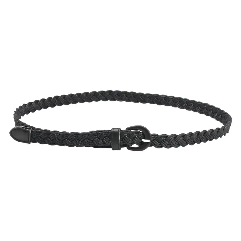 Black Vintage Twist Woven Belt for Women