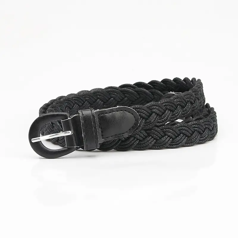 Black Vintage Twist Woven Belt for Women