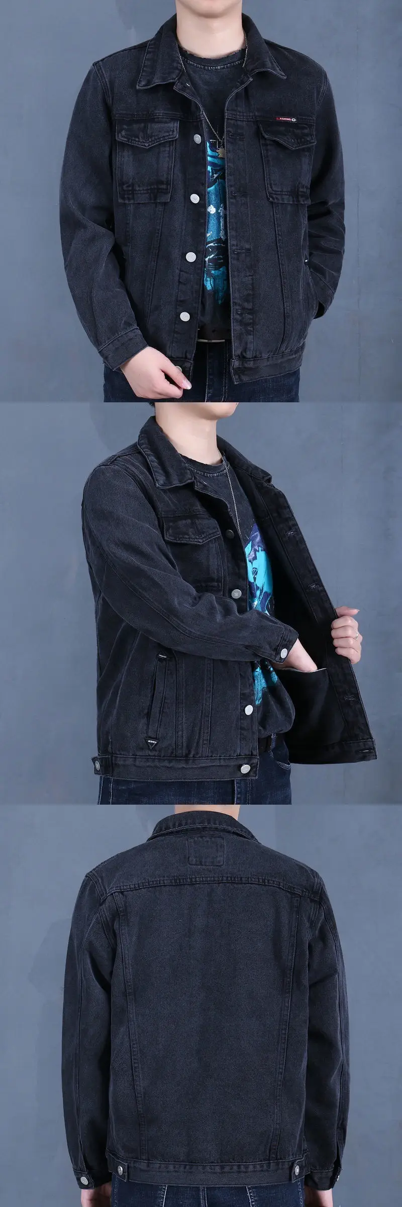 Men's Blue Denim Jacket Large Casual Wear — feature 39