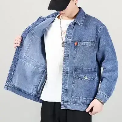 Men's Blue Denim Jacket Large Casual Wear - Image 4