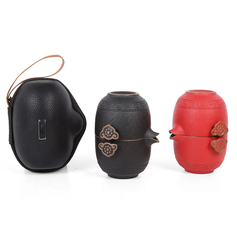 Portable Travel Tea Pot Set Five Cups Ceramic - Image 8
