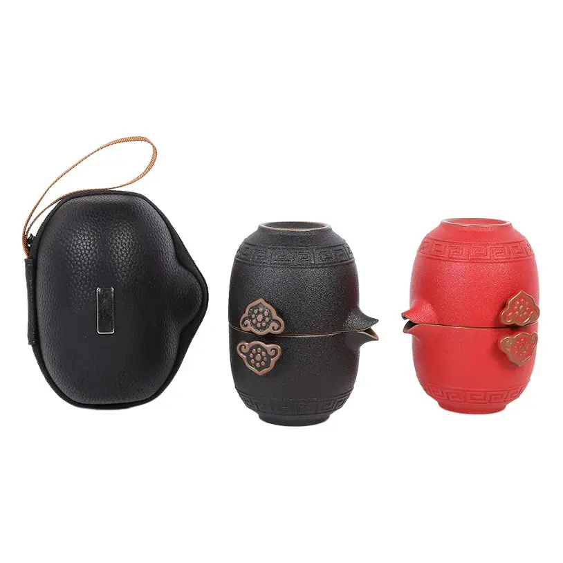 Portable Travel Tea Pot Set Five Cups Ceramic