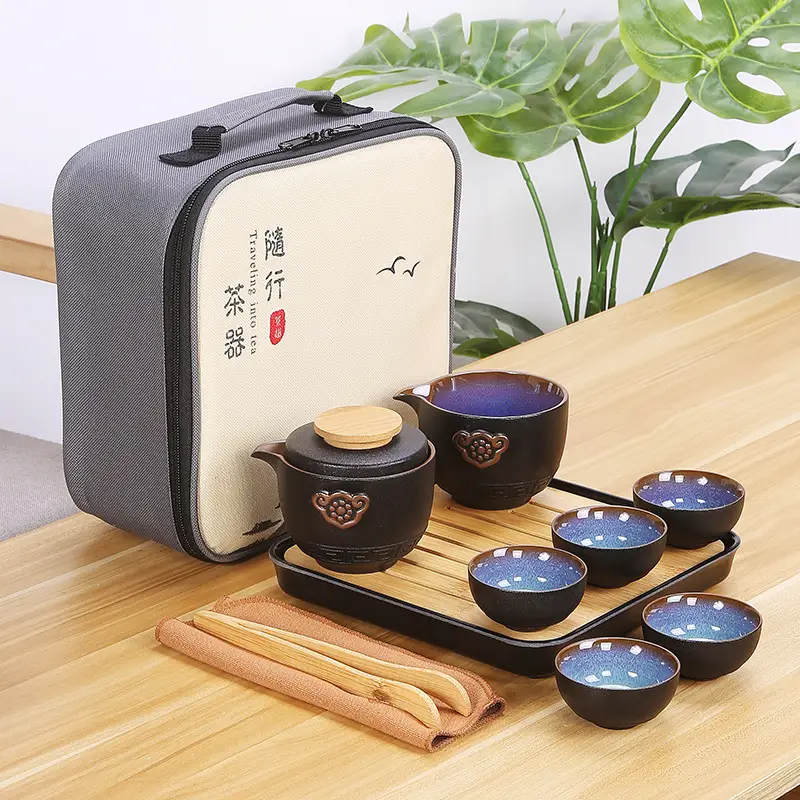 Portable Travel Tea Pot Set Five Cups Ceramic — feature 22