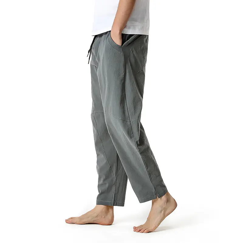 Men's Dark Grey Linen Cotton Jogger Pants — feature 12