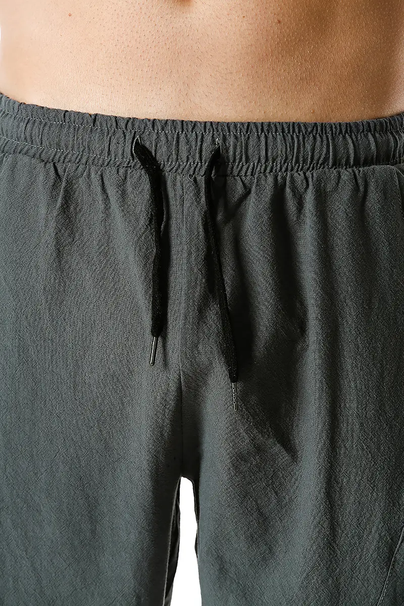 Men's Dark Grey Linen Cotton Jogger Pants — feature 14