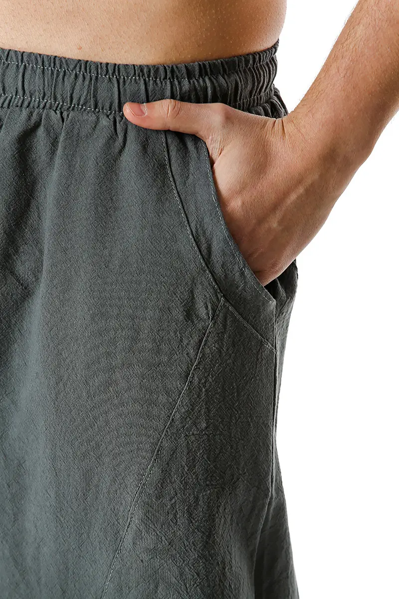 Men's Dark Grey Linen Cotton Jogger Pants — feature 15