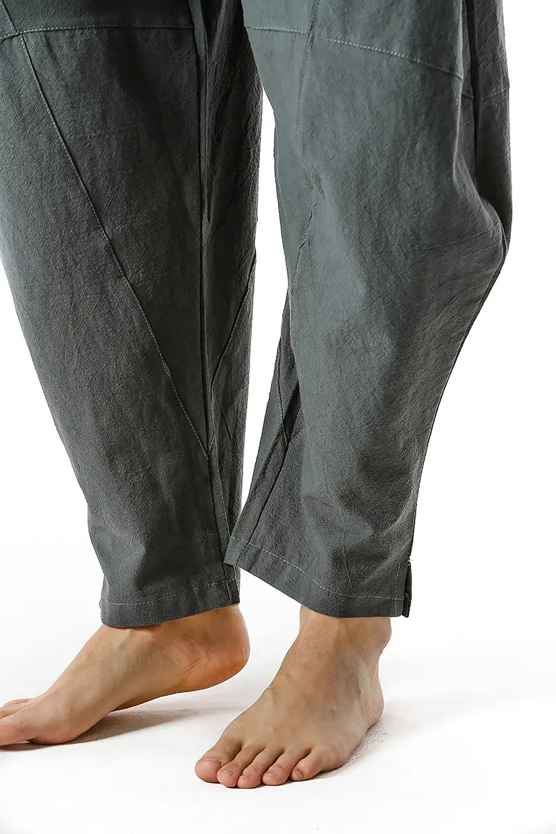 Men's Dark Grey Linen Cotton Jogger Pants — feature 16