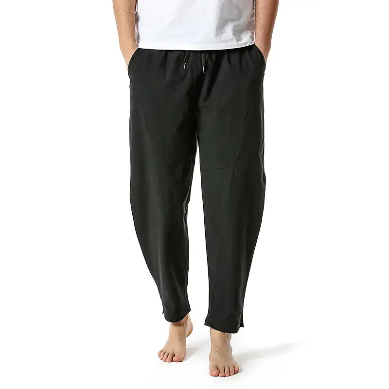 Men's Dark Grey Linen Cotton Jogger Pants — feature 18