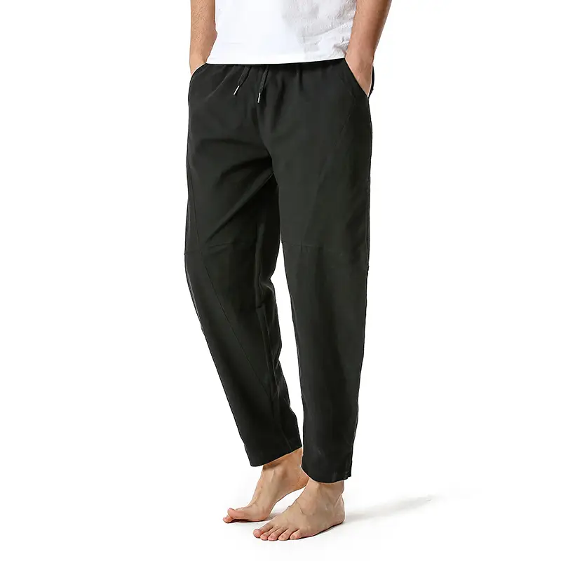 Men's Dark Grey Linen Cotton Jogger Pants — feature 19