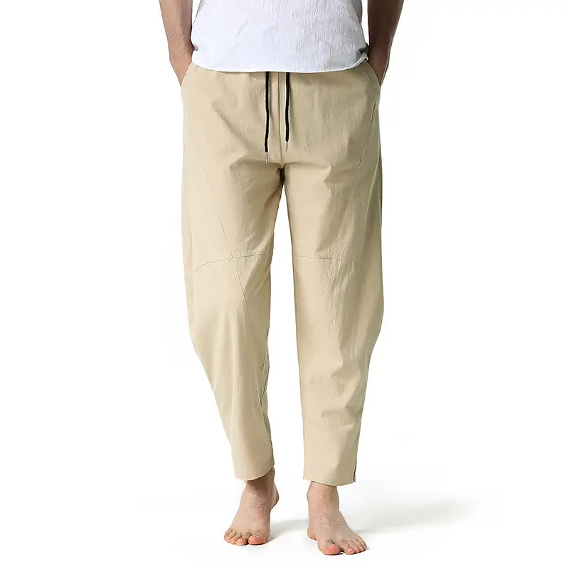 Men's Dark Grey Linen Cotton Jogger Pants — feature 2