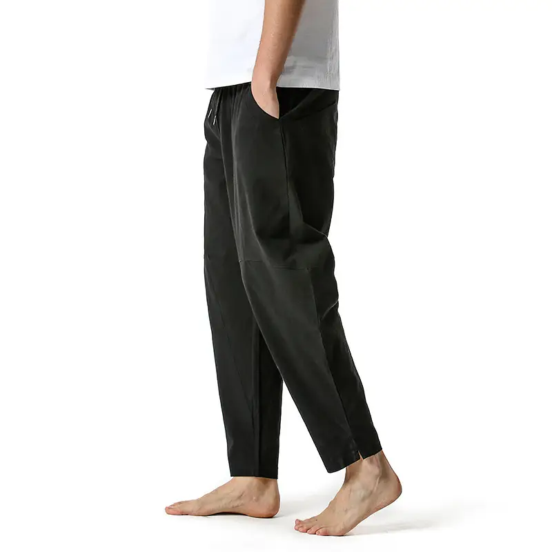 Men's Dark Grey Linen Cotton Jogger Pants — feature 20