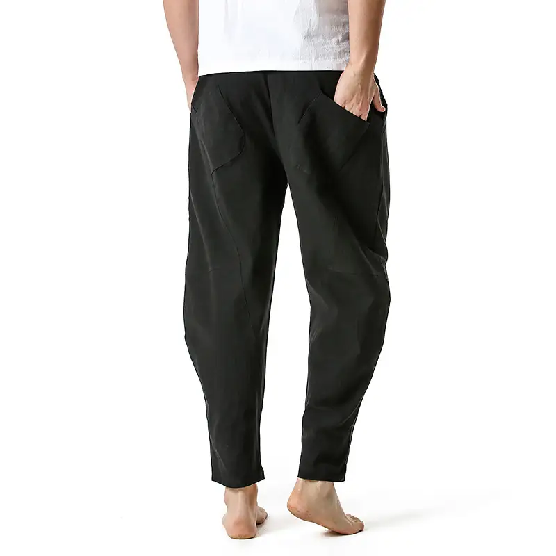 Men's Dark Grey Linen Cotton Jogger Pants — feature 21