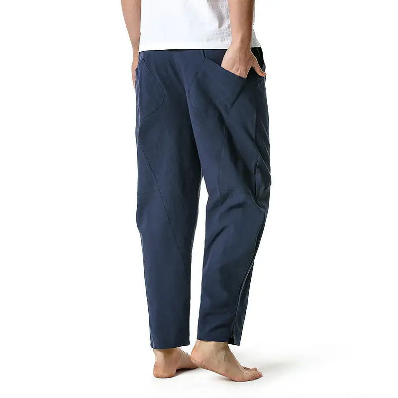 Men's Dark Grey Linen Cotton Jogger Pants — feature 24