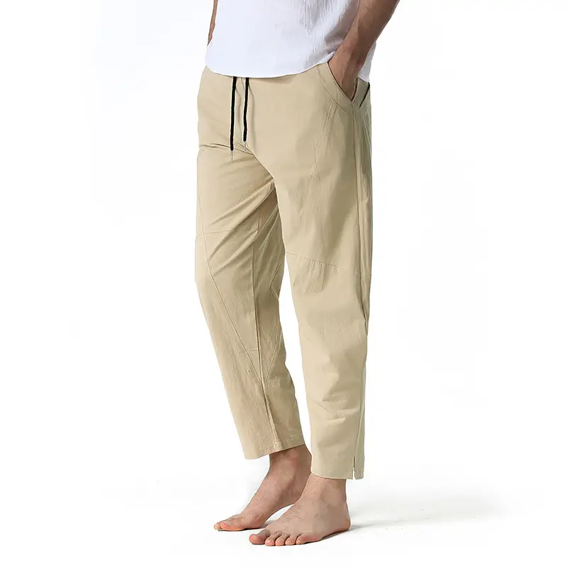 Men's Dark Grey Linen Cotton Jogger Pants — feature 3