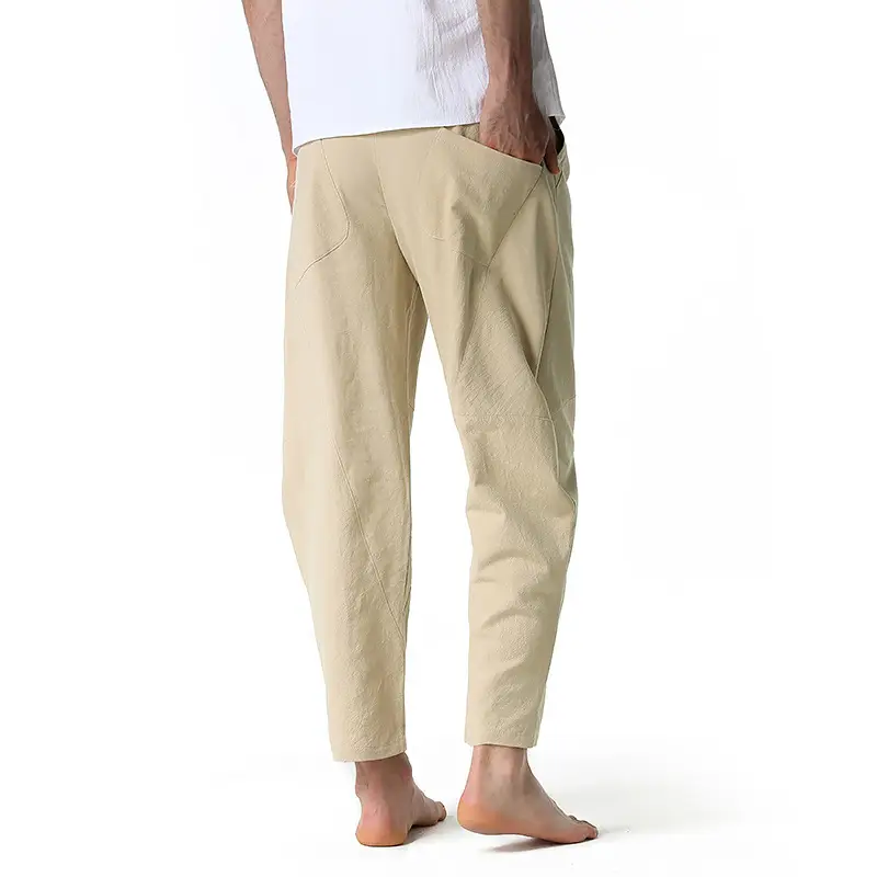 Men's Dark Grey Linen Cotton Jogger Pants — feature 5