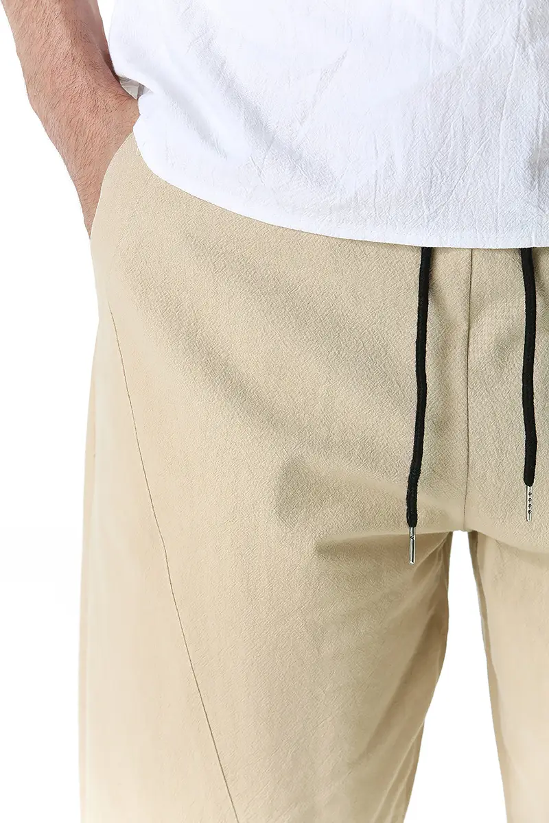 Men's Dark Grey Linen Cotton Jogger Pants — feature 6