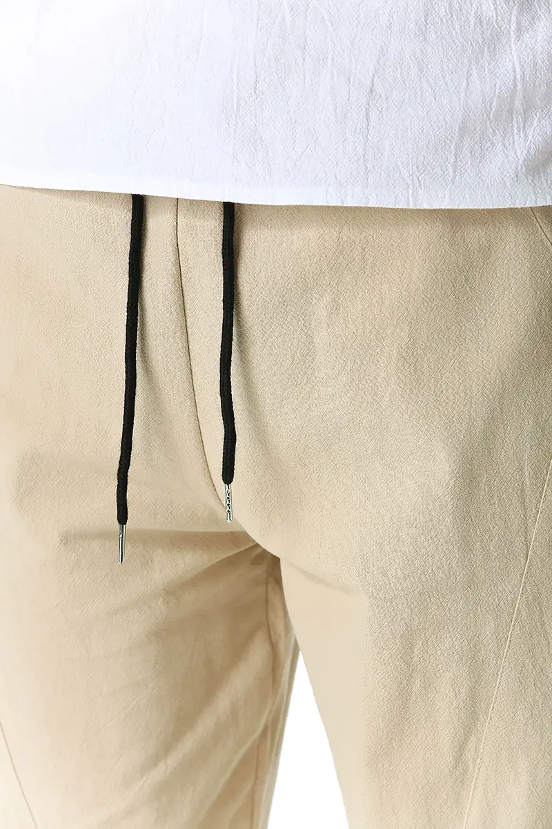 Men's Dark Grey Linen Cotton Jogger Pants — feature 7
