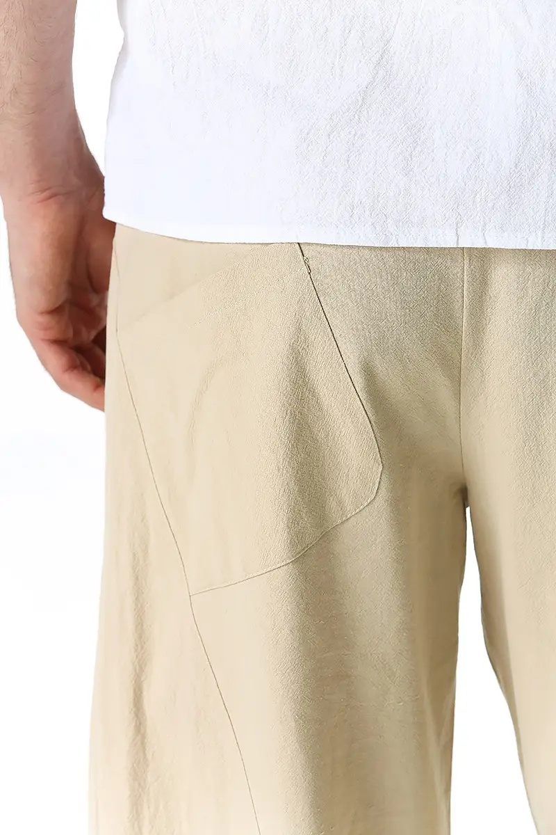 Men's Dark Grey Linen Cotton Jogger Pants — feature 9
