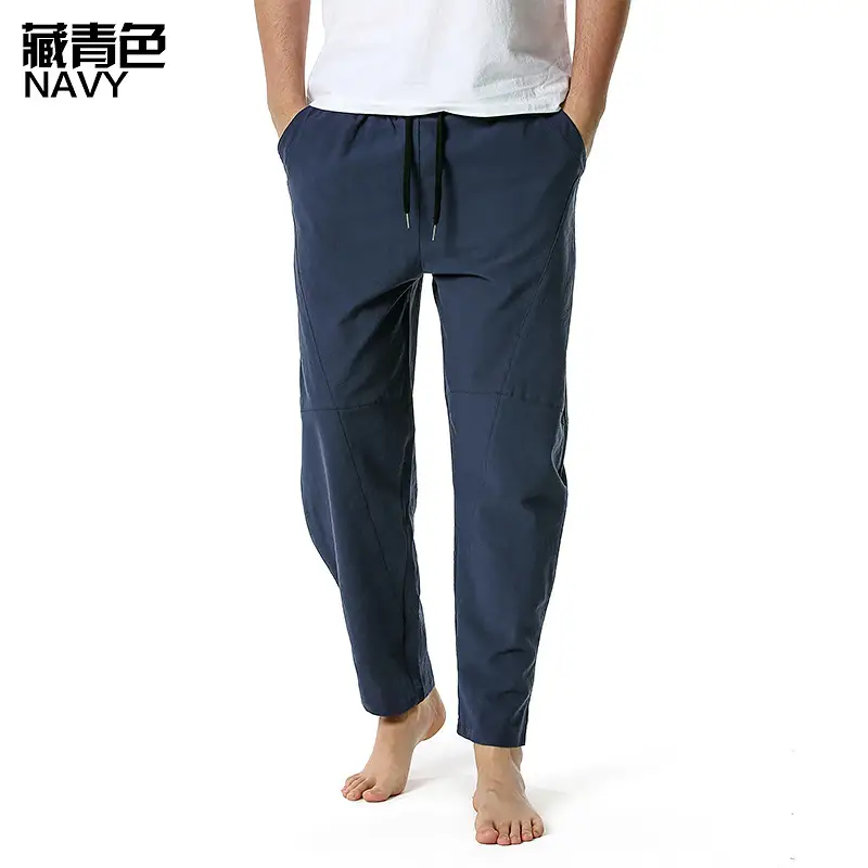 Men's Dark Grey Linen Cotton Jogger Pants - Image 4