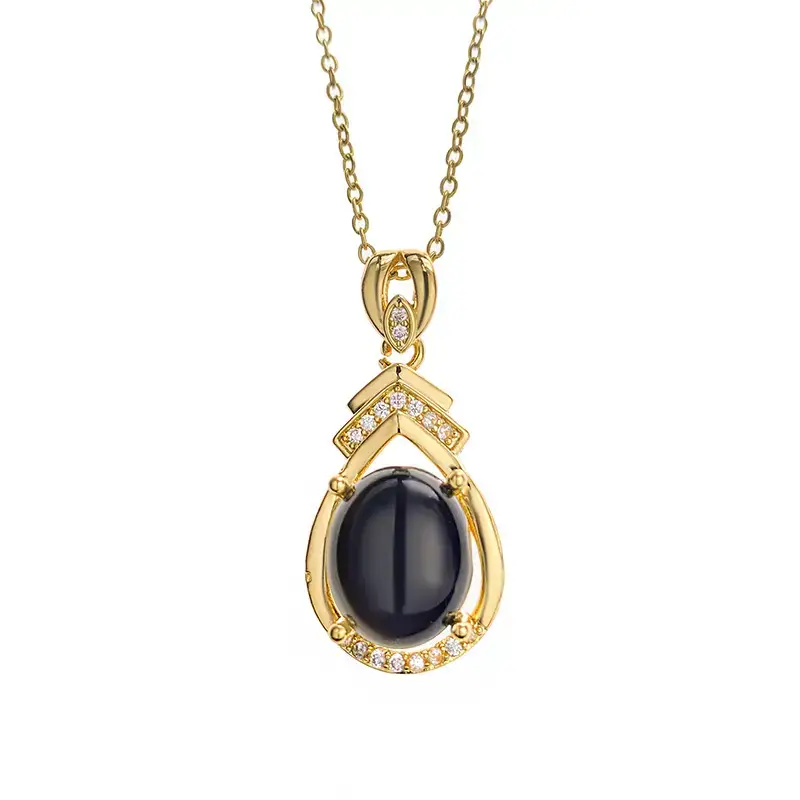 Gold Plated Blue Stone Pendant Necklace for Women - Image 5