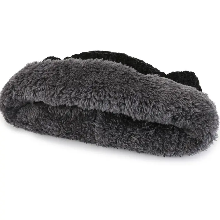 Men's Thick Wool Beanie Grey Winter Warm Ear Protection - Image 7