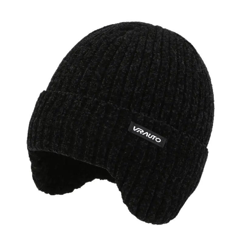 Men's Thick Wool Beanie Grey Winter Warm Ear Protection - Image 8