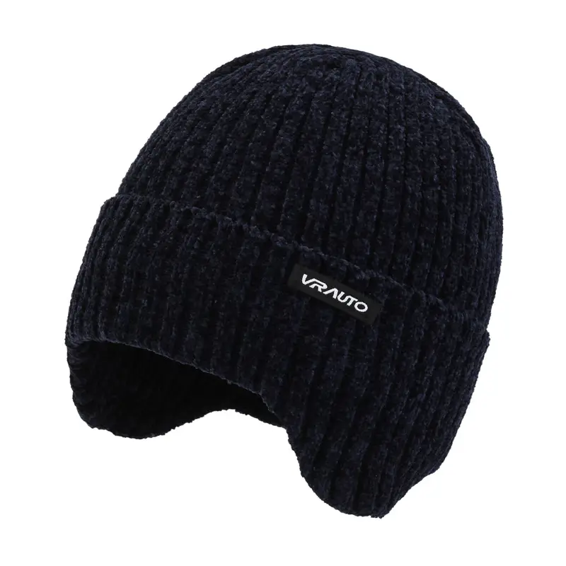 Men's Thick Wool Beanie Grey Winter Warm Ear Protection - Image 2
