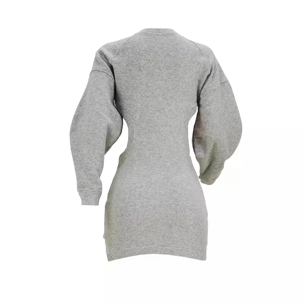 TB5568 Grey Hollow Lancer Sleeve Sweater Plus Size