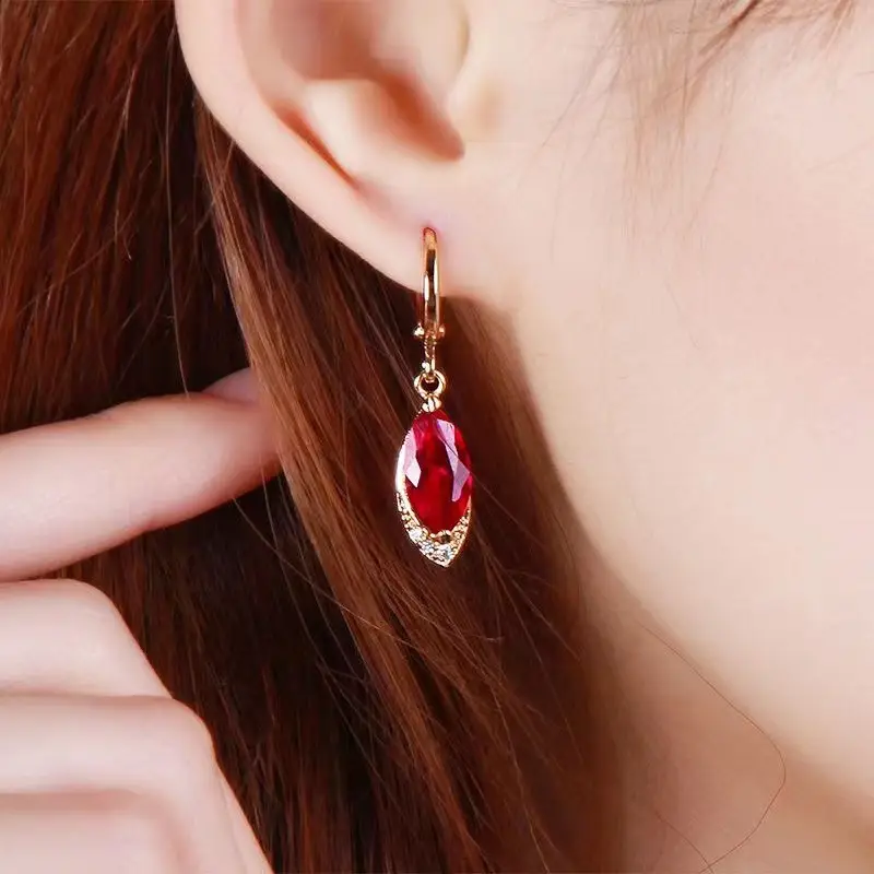 Green Cat Eye Earrings Set Gold Plated — feature 5