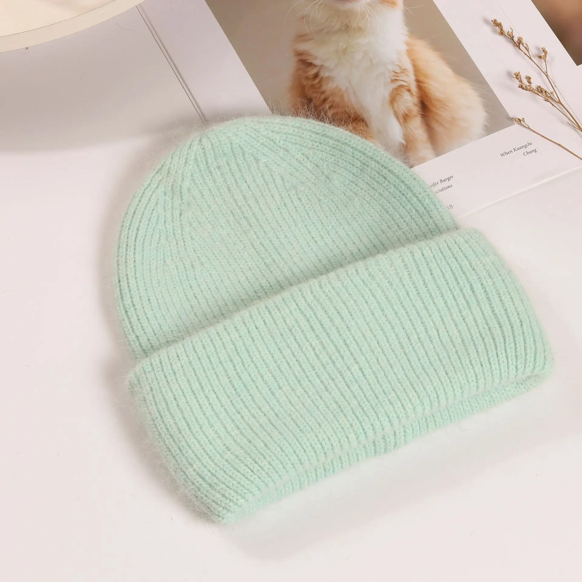 Mint Knitted Winter Hat for Kids & Adults - Image 13