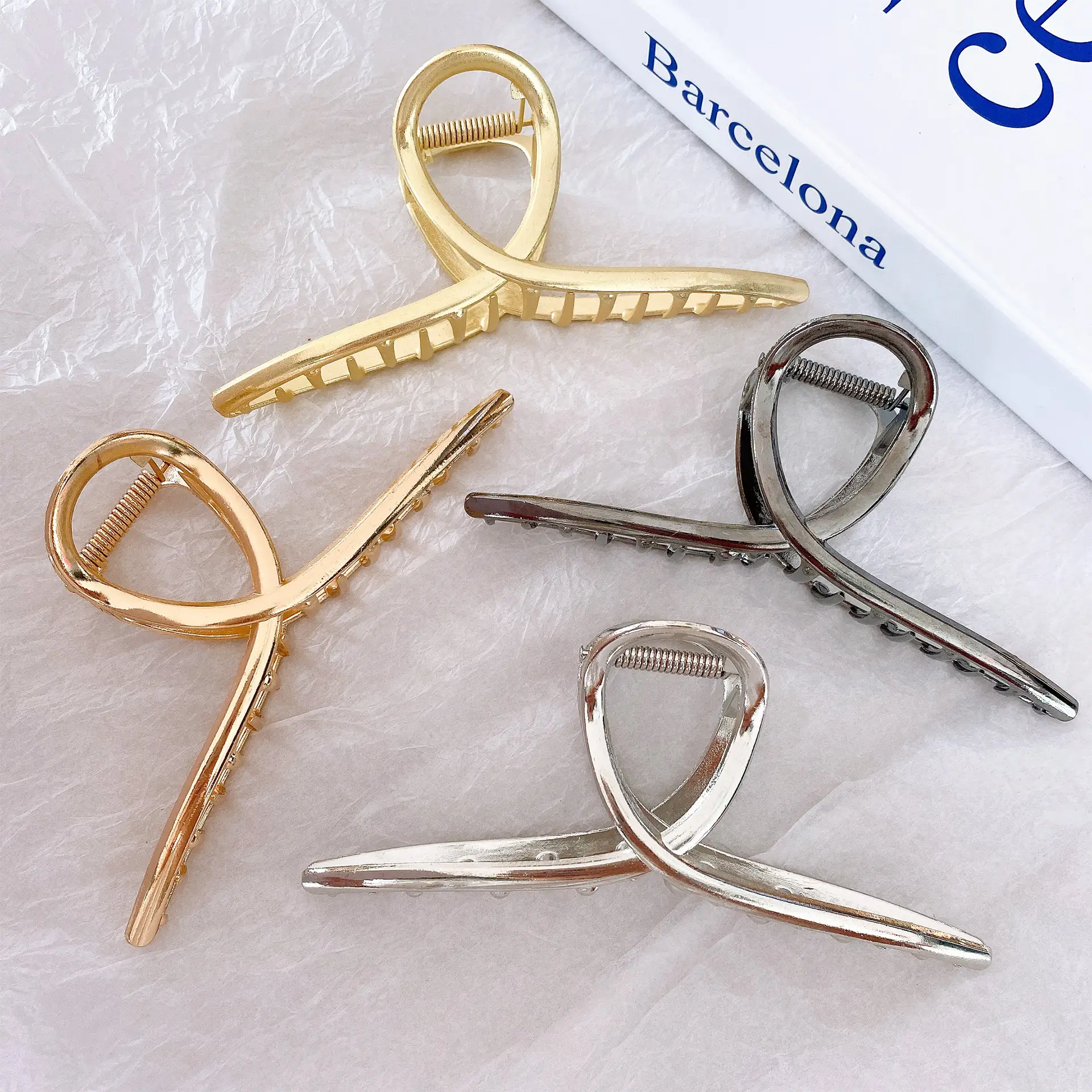 Gold Metal Hair Clip for Women 14cm