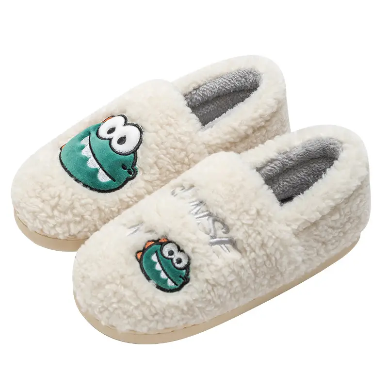 Cute Cotton Slippers Women's Winter Indoor Home Warm Outer Wear Plus Velvet Bag Heel Household Moon Shoes Postpartum Autumn and Winter