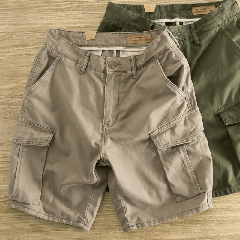 Men's Cross-Body Shorts Beige Multi-Pocket Casual - Image 7