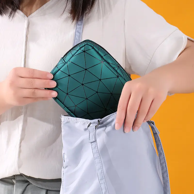 Portable Sanitary Storage Bag Green Zippered Small - Image 12