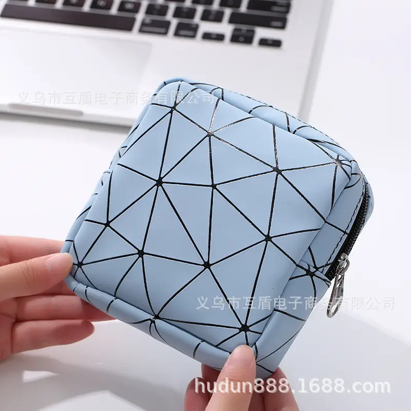 Portable Sanitary Storage Bag Green Zippered Small - Image 4