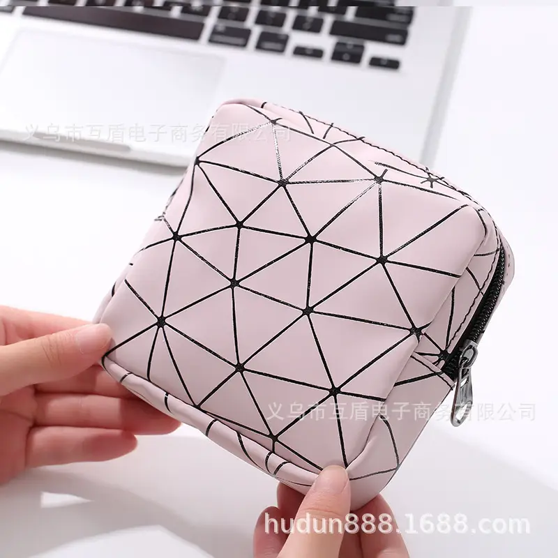 Portable Sanitary Storage Bag Green Zippered Small - Image 6