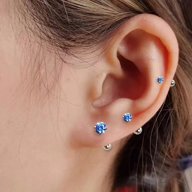 Sky Blue Screw Earrings for Women's New High-End Style - Image 4