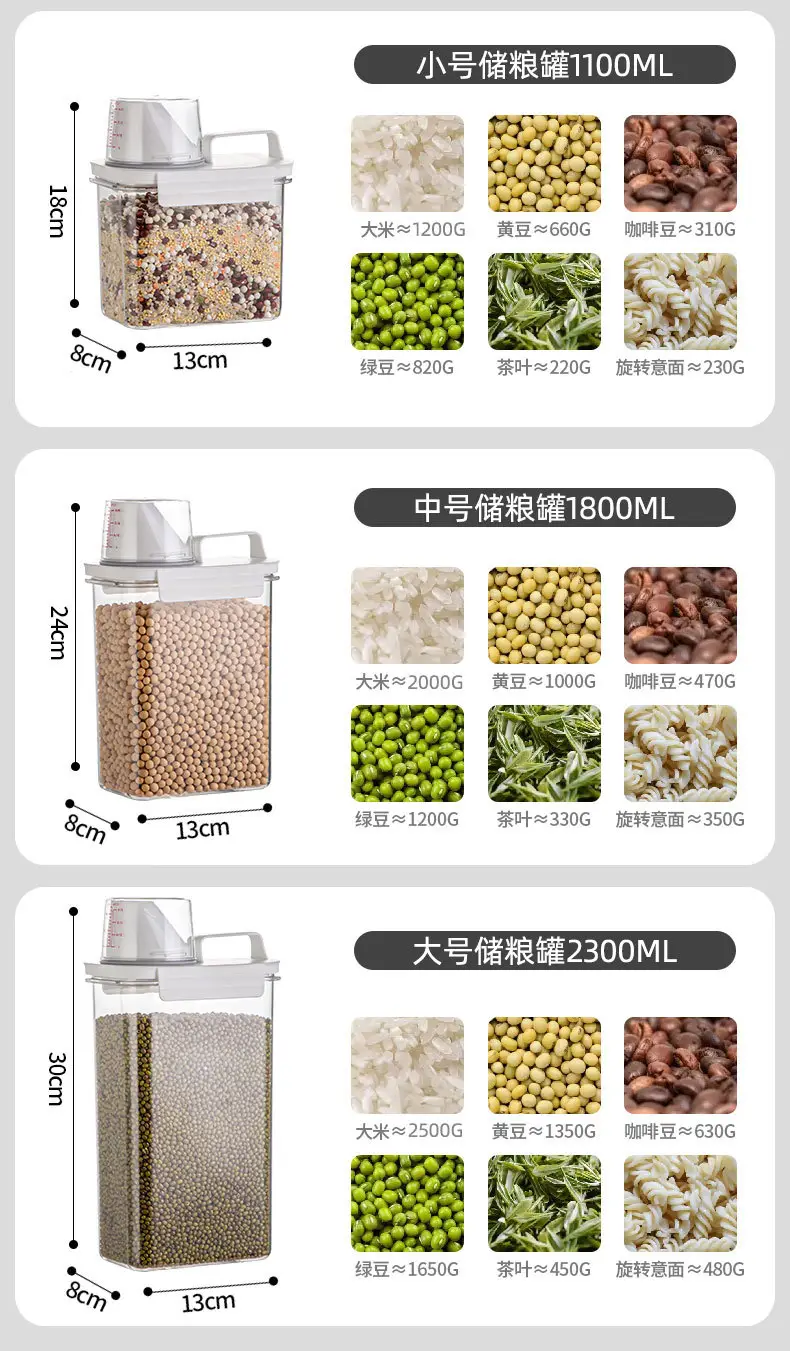 Transparent 2900ML Moisture-Proof Rice Jar with Dual Side Holes — feature 17