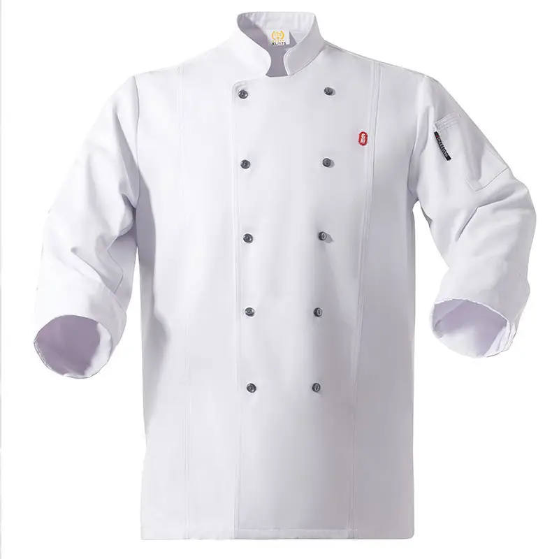 Men's Long Sleeve Gray Kitchen Work Shirt with Embroidered Logo - Image 8