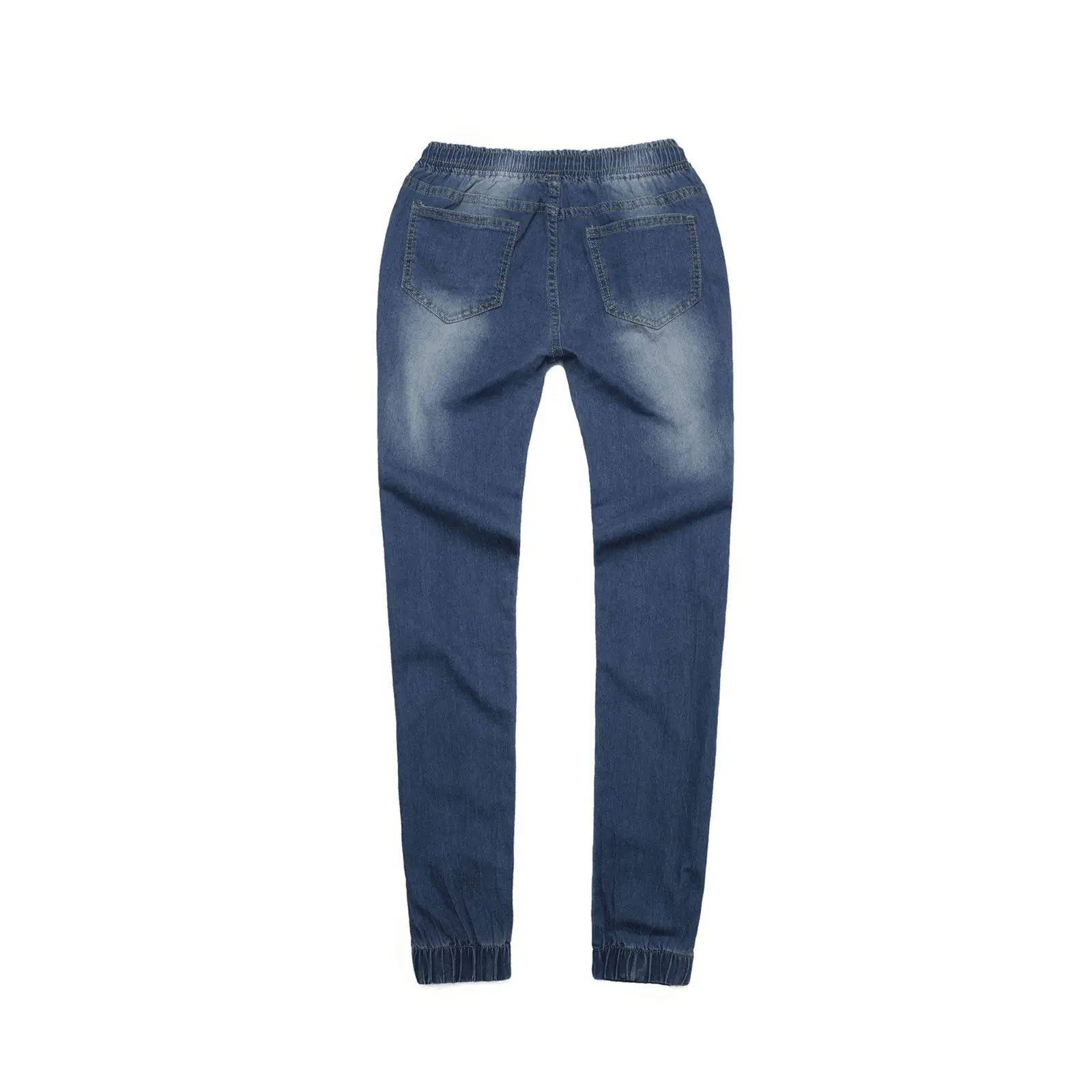Women Slim Fit Elastic Waist Denim Pants Blue Black — feature 12