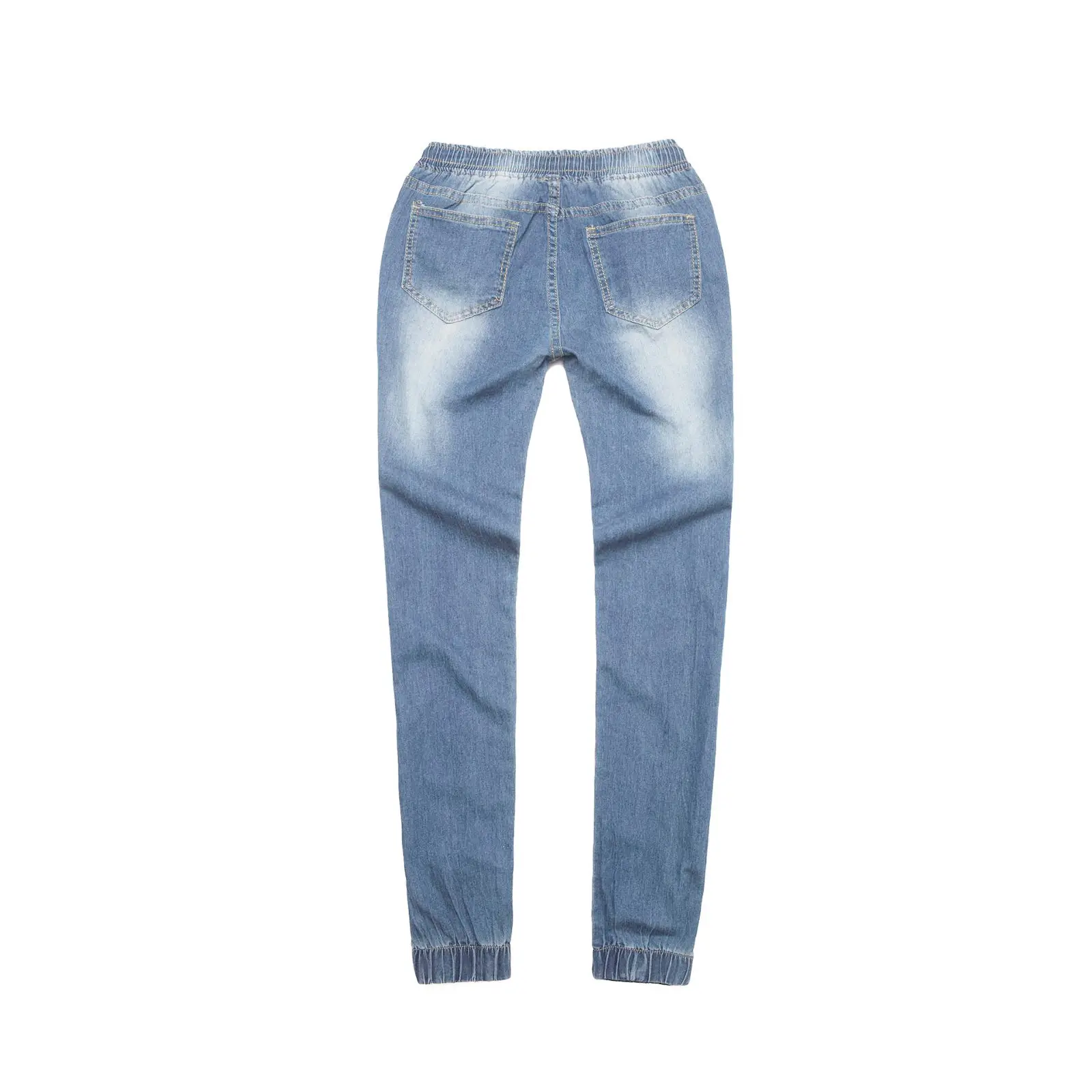 Women Slim Fit Elastic Waist Denim Pants Blue Black — feature 13