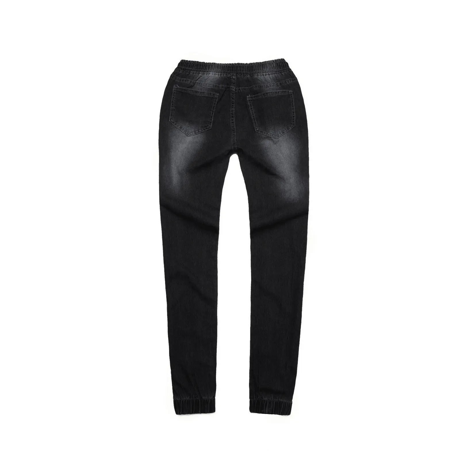 Women Slim Fit Elastic Waist Denim Pants Blue Black — feature 15