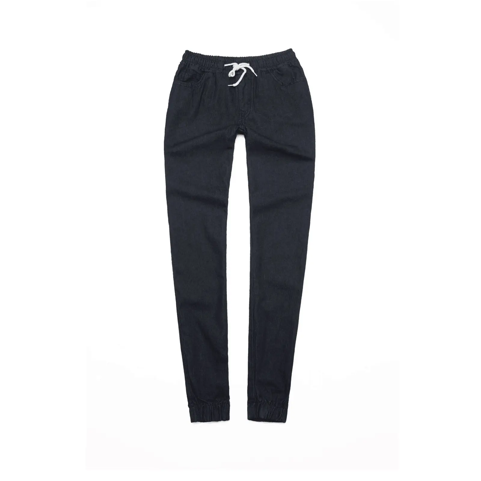 Women Slim Fit Elastic Waist Denim Pants Blue Black — feature 16