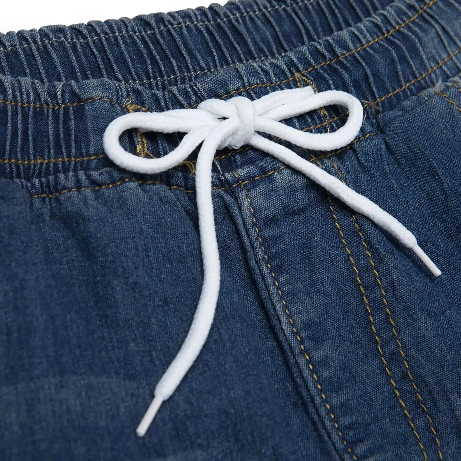 Women Slim Fit Elastic Waist Denim Pants Blue Black — feature 17