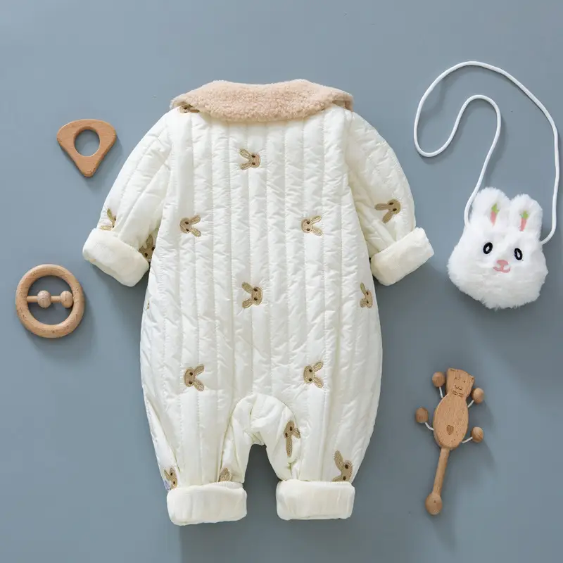 Baby Winter Jumpsuit Pink Cotton Newborn Fashion - Image 4