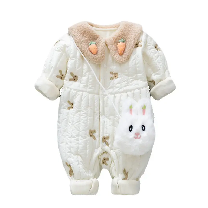 Baby Winter Jumpsuit Pink Cotton Newborn Fashion - Image 5