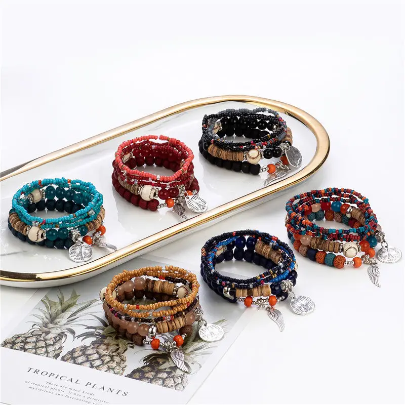 Multi-layer Ethnic Bracelet with Eiffel Tower Charm for Women - Image 11